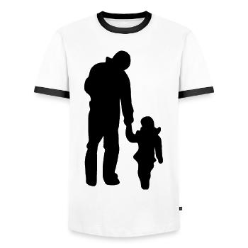 Father Daughter Child - Men's Ringer Shirt - white/black - Front - AI Model Female 172 light (172cm) & AI Model Male 178 dark (178cm)