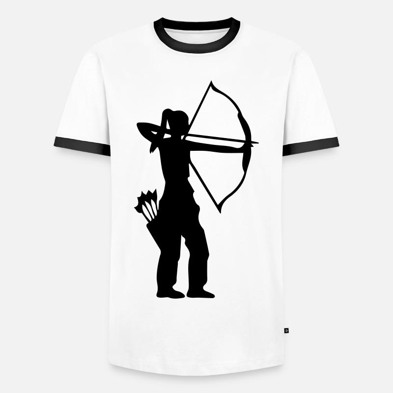 Bogenschützin mit Pfeilköcher Bogenschießen - Männer Kontrast-T-Shirt - Weiß/Schwarz