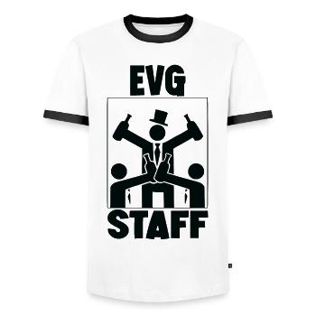 EVG Staff - Enterrement de vie de garçon Marié - T-shirt contrasté Homme - blanc/noir - Devant - AI Model Female 172 light (172cm) & AI Model Male 178 dark (178cm)