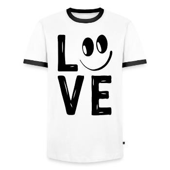 Love Smile Liebe Herzchen Herzen Lachen Happy - Männer Kontrast-T-Shirt - Weiß/Schwarz - Vorne - AI Model Female 172 light (172cm) & AI Model Male 178 dark (178cm)