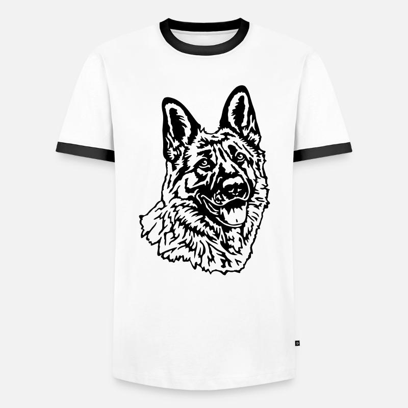 572 Deutscher Schäferhund - Männer Kontrast-T-Shirt - Weiß/Schwarz
