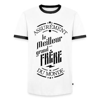 Assurément le meilleur grand frère du monde - T-shirt contrasté Homme - blanc/noir - Devant - AI Model Female 172 light (172cm) & AI Model Male 178 dark (178cm)