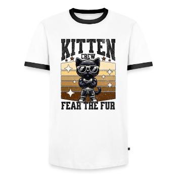 Kitten Crew craint la fourrure - T-shirt contrasté Homme - blanc/noir - Devant - AI Model Female 172 light (172cm) & AI Model Male 178 dark (178cm)