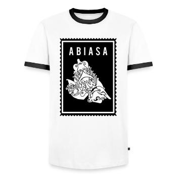 Abiasa -Wayang - Männer Kontrast-T-Shirt - Weiß/Schwarz - Vorne - AI Model Female 172 light (172cm) & AI Model Male 178 dark (178cm)