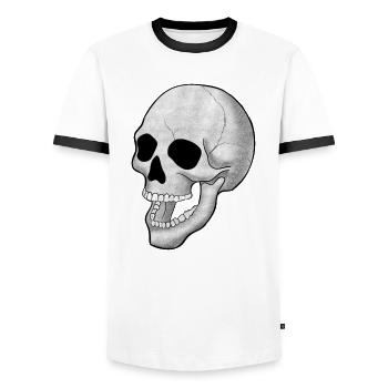 SKULL SKULL SKELETON SKULL DEATH GRAVE HALLOWEEN - Men's Ringer Shirt - white/black - Front - AI Model Female 172 light (172cm) & AI Model Male 178 dark (178cm)