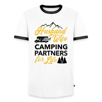 Camper - Men's Ringer Shirt - white/black - Front - AI Model Female 172 light (172cm) & AI Model Male 178 dark (178cm)