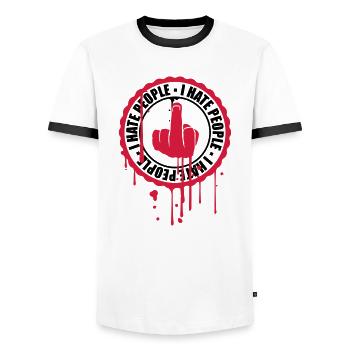 graffiti spray drops stickers stickers fuck you - Men's Ringer Shirt - white/black - Front - AI Model Female 172 light (172cm) & AI Model Male 178 dark (178cm)
