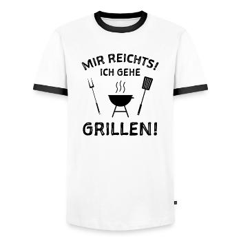 Grillen Witzige Sprüche - Männer Kontrast-T-Shirt - Weiß/Schwarz - Vorne - AI Model Female 172 light (172cm) & AI Model Male 178 dark (178cm)