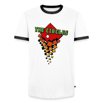 Carrés oranges Cercles verts - T-shirt contrasté Homme - blanc/noir - Devant - AI Model Female 172 light (172cm) & AI Model Male 178 dark (178cm)