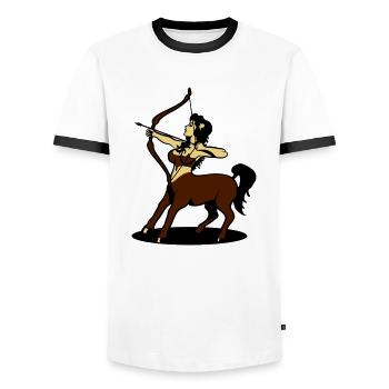 Schütze Horoskop Zentaur girl amazone - Männer Kontrast-T-Shirt - Weiß/Schwarz - Vorne - AI Model Female 172 light (172cm) & AI Model Male 178 dark (178cm)