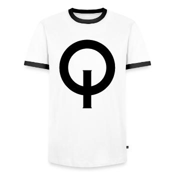 Optimist_Zeichen-svg - Männer Kontrast-T-Shirt - Weiß/Schwarz - Vorne - AI Model Female 172 light (172cm) & AI Model Male 178 dark (178cm)