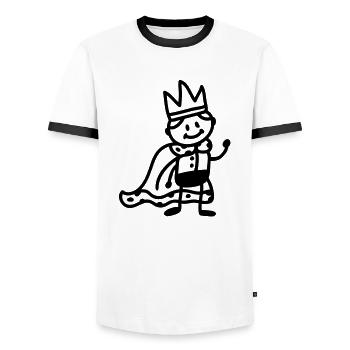 little king - line - Men's Ringer Shirt - white/black - Front - AI Model Female 172 light (172cm) & AI Model Male 178 dark (178cm)