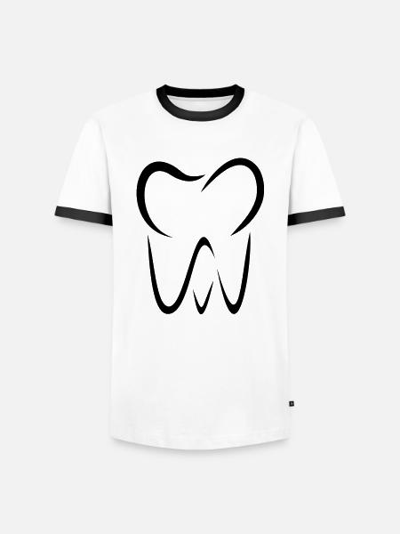 Zahn - Männer Kontrast-T-Shirt - Weiß/Schwarz