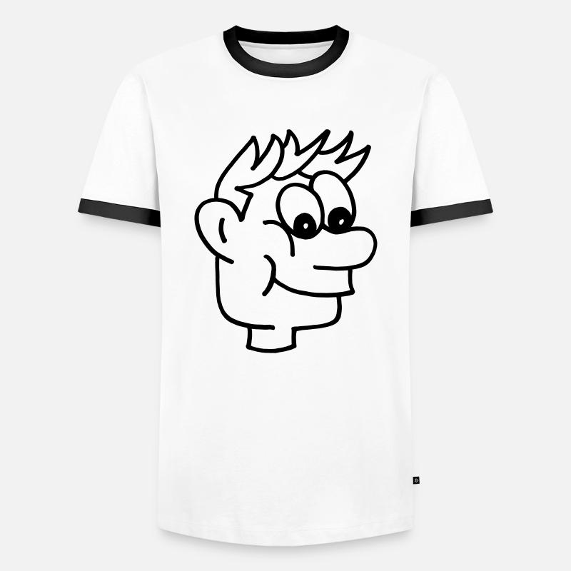 Comic Junge Gesicht - Männer Kontrast-T-Shirt - Weiß/Schwarz