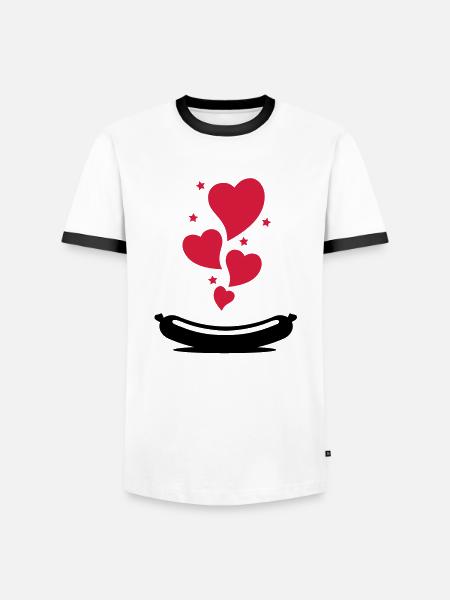 love_wurst_f2 - Männer Kontrast-T-Shirt - Weiß/Schwarz