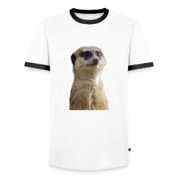 Meerkats photo - Men's Ringer Shirt - white/black - Front - AI Model Female 172 light (172cm) & AI Model Male 178 dark (178cm)