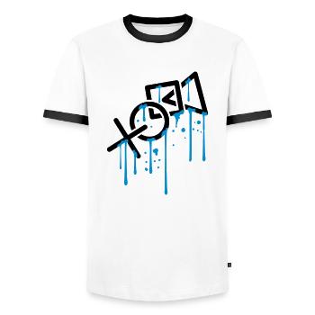 wet drip graffiti controller silhouette cool X vie - Men's Ringer Shirt - white/black - Front - AI Model Female 172 light (172cm) & AI Model Male 178 dark (178cm)
