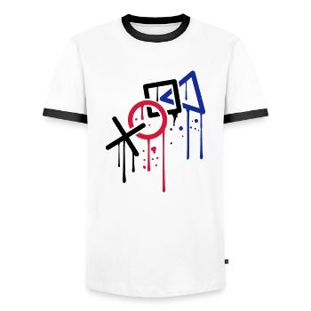 tropfen graffiti controller kontur cool X viereck - Männer Kontrast-T-Shirt - Weiß/Schwarz - Vorne - AI Model Female 172 light (172cm) & AI Model Male 178 dark (178cm)