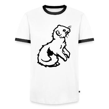 mauswiesel_ - Männer Kontrast-T-Shirt - Weiß/Schwarz - Vorne - AI Model Female 172 light (172cm) & AI Model Male 178 dark (178cm)