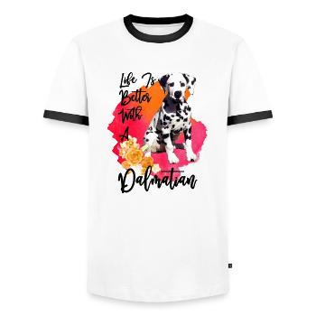 Life Is Better With A Dalmatian - Men's Ringer Shirt - white/black - Front - AI Model Female 172 light (172cm) & AI Model Male 178 dark (178cm)