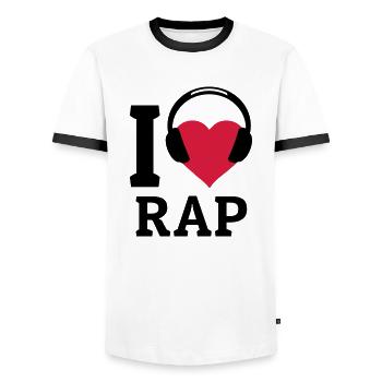 I love Rap - T-shirt contrasté Homme - blanc/noir - Devant - AI Model Female 172 light (172cm) & AI Model Male 178 dark (178cm)