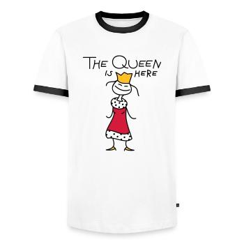 The Queen - T-shirt contrasté Homme - blanc/noir - Devant - AI Model Female 172 light (172cm) & AI Model Male 178 dark (178cm)