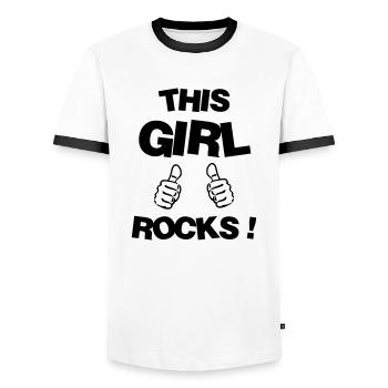 fille / fée / princesse / bébé - T-shirt contrasté Homme - blanc/noir - Devant - AI Model Female 172 light (172cm) & AI Model Male 178 dark (178cm)