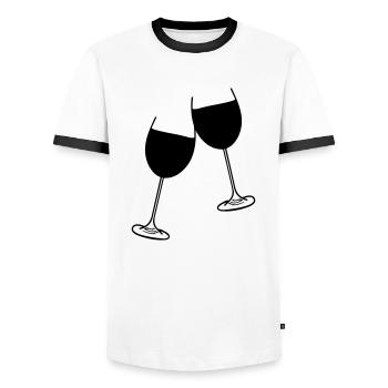 wein glas design - Männer Kontrast-T-Shirt - Weiß/Schwarz - Vorne - AI Model Female 172 light (172cm) & AI Model Male 178 dark (178cm)