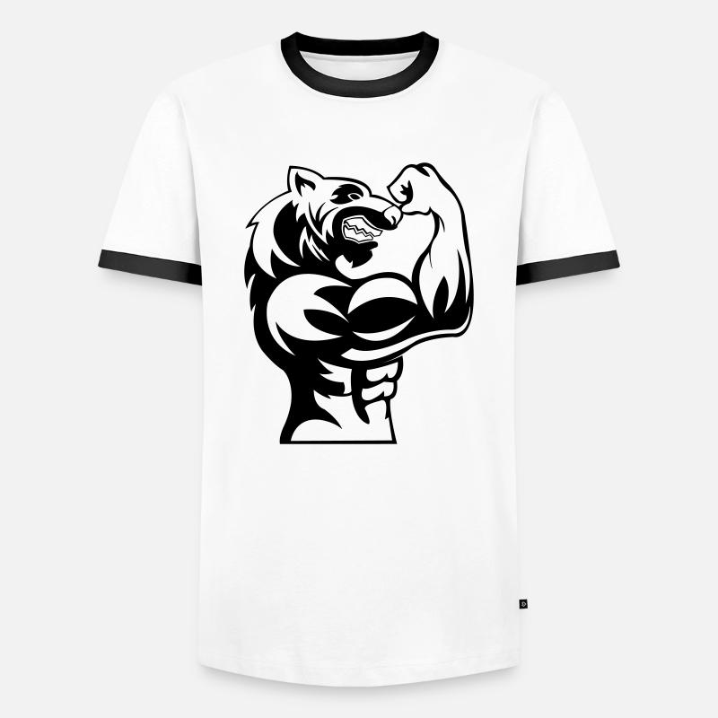 strong_wolf_001 - Männer Kontrast-T-Shirt - Weiß/Schwarz