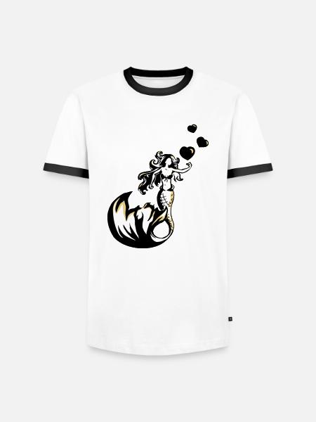 mermaid valentine - Men's Ringer Shirt - white/black