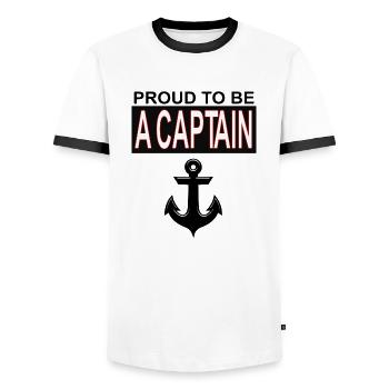 Captain yacht anchor boat ship gift maritime - Men's Ringer Shirt - white/black - Front - AI Model Female 172 light (172cm) & AI Model Male 178 dark (178cm)