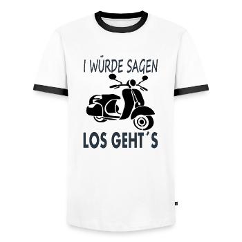 Roller fahren Rollerfahrer ich liebe Roller Moped - Männer Kontrast-T-Shirt - Weiß/Schwarz - Vorne - AI Model Female 172 light (172cm) & AI Model Male 178 dark (178cm)