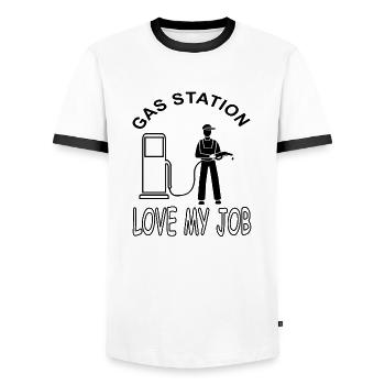 I'm tank keeper cool saying gas station gift - Men's Ringer Shirt - white/black - Front - AI Model Female 172 light (172cm) & AI Model Male 178 dark (178cm)