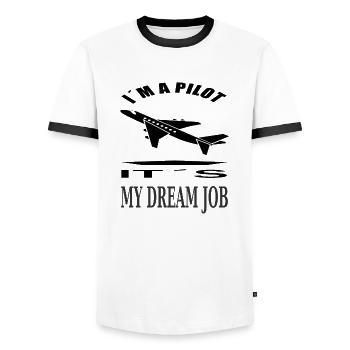 i am proud pilot airplane flying gift - Men's Ringer Shirt - white/black - Front - AI Model Female 172 light (172cm) & AI Model Male 178 dark (178cm)