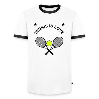 Tennis ist Liebe Tennisschläger tennis-match - Männer Kontrast-T-Shirt - Weiß/Schwarz - Vorne - AI Model Female 172 light (172cm) & AI Model Male 178 dark (178cm)