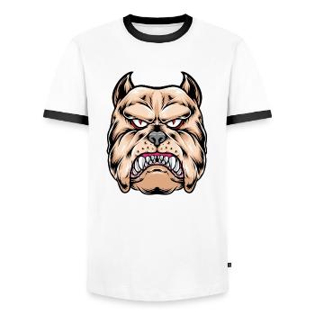 Sérieux-Dangereux Chien T-SHIRT Premium, Dangerous - T-shirt contrasté Homme - blanc/noir - Devant - AI Model Female 172 light (172cm) & AI Model Male 178 dark (178cm)