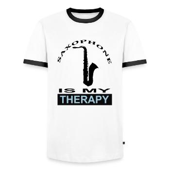 saxophone Trompete Musikinstrument Geschenkidee - Männer Kontrast-T-Shirt - Weiß/Schwarz - Vorne - AI Model Female 172 light (172cm) & AI Model Male 178 dark (178cm)