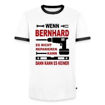 Name Geschenk Namenstag BERNHARD - Männer Kontrast-T-Shirt - Weiß/Schwarz - Vorne - AI Model Female 172 light (172cm) & AI Model Male 178 dark (178cm)