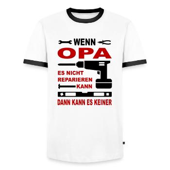 Familie Geschenkidee Geburtstag OPA - Männer Kontrast-T-Shirt - Weiß/Schwarz - Vorne - AI Model Female 172 light (172cm) & AI Model Male 178 dark (178cm)