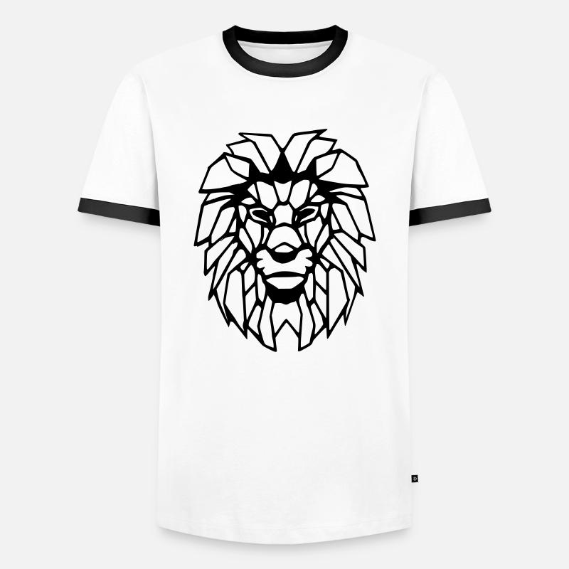 Löwenkopf - Männer Kontrast-T-Shirt - Weiß/Schwarz