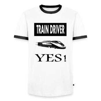Ich bin Zugführer Mit Zug fahren Geschenkidee - Männer Kontrast-T-Shirt - Weiß/Schwarz - Vorne - AI Model Female 172 light (172cm) & AI Model Male 178 dark (178cm)