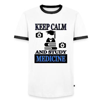 Étudier la médecine étudiant en médecine - T-shirt contrasté Homme - blanc/noir - Devant - AI Model Female 172 light (172cm) & AI Model Male 178 dark (178cm)