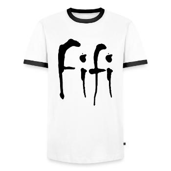 Fifi - T-shirt contrasté Homme - blanc/noir - Devant - AI Model Female 172 light (172cm) & AI Model Male 178 dark (178cm)