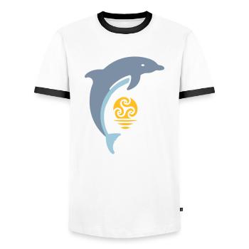 Tribal dolphin - Männer Kontrast-T-Shirt - Weiß/Schwarz - Vorne - AI Model Female 172 light (172cm) & AI Model Male 178 dark (178cm)