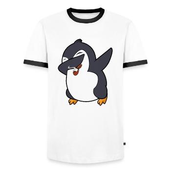 dab dabbing pinguin pfeifenraucher einhorn zubehör - Männer Kontrast-T-Shirt - Weiß/Schwarz - Vorne - AI Model Female 172 light (172cm) & AI Model Male 178 dark (178cm)