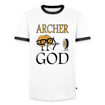 Bogenschießen ist meine Leidenschaft Geschenkidee - Männer Kontrast-T-Shirt - Weiß/Schwarz - Vorne - AI Model Female 172 light (172cm) & AI Model Male 178 dark (178cm)