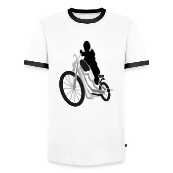 Motorcycling Motorcycle Bike Stunt Gift Idea - Men's Ringer Shirt - white/black - Front - AI Model Female 172 light (172cm) & AI Model Male 178 dark (178cm)