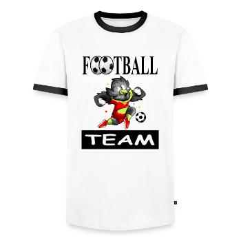 Fußball spielen Fußballspieler Fußballverein gift - Männer Kontrast-T-Shirt - Weiß/Schwarz - Vorne - AI Model Female 172 light (172cm) & AI Model Male 178 dark (178cm)