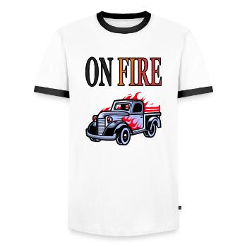 Off-road vehicle car driver accelerates cool saying - Men's Ringer Shirt - white/black - Front - AI Model Female 172 light (172cm) & AI Model Male 178 dark (178cm)
