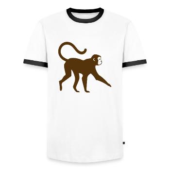 Monkey Monkey Face Wilderness Wild Animals Wild Gift - Men's Ringer Shirt - white/black - Front - AI Model Female 172 light (172cm) & AI Model Male 178 dark (178cm)
